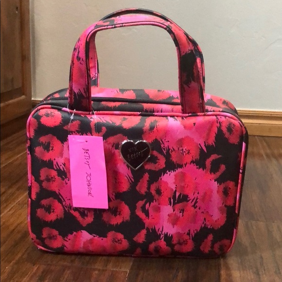 Betsey Johnson Handbags - Betsey Johnson cosmetic case black red large